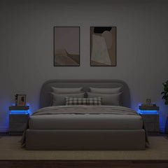 vidaXL Bedside Cabinets with LED Lights 2 pcs Concrete Grey 35x39x55 cm 4