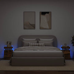 vidaXL Bedside Cabinets with LED Lights 2 pcs Smoked Oak 35x39x55 cm 4