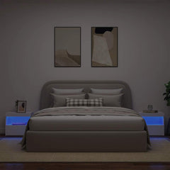 vidaXL Bedside Cabinets with LED Lights 2 pcs White 50x40x45 cm 4