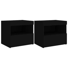 vidaXL Bedside Cabinets with LED Lights 2 pcs Black 50x40x45 cm 2