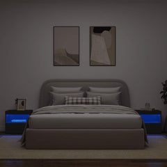 vidaXL Bedside Cabinets with LED Lights 2 pcs Black 50x40x45 cm 3