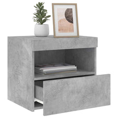 vidaXL Bedside Cabinet with LED Lights Concrete Grey 50x40x45 cm 5