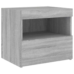 vidaXL Bedside Cabinet with LED Lights Grey Sonoma 50x40x45 cm 6