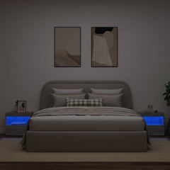 vidaXL Bedside Cabinets with LED Lights 2 pcs Grey Sonoma 50x40x45 cm 4
