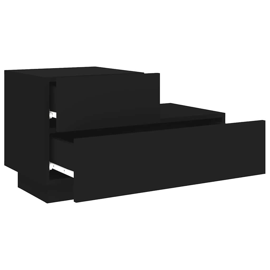 vidaXL Bedside Cabinet with LED Lights Black 70x36x40.5 cm 6