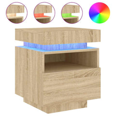 vidaXL Bedside Cabinets with LED Lights 2 pcs Sonoma Oak 40x39x48,5 cm 4