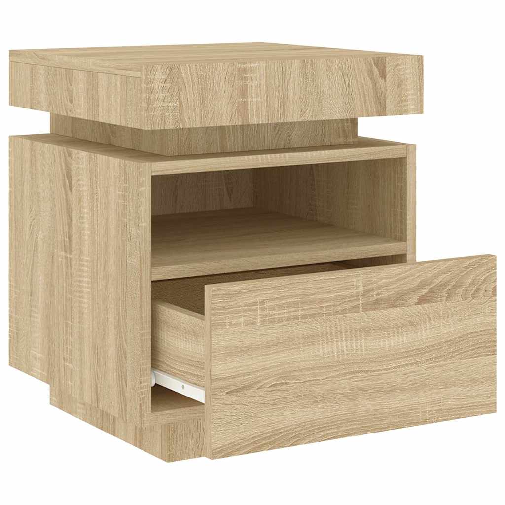 vidaXL Bedside Cabinets with LED Lights 2 pcs Sonoma Oak 40x39x48,5 cm 6