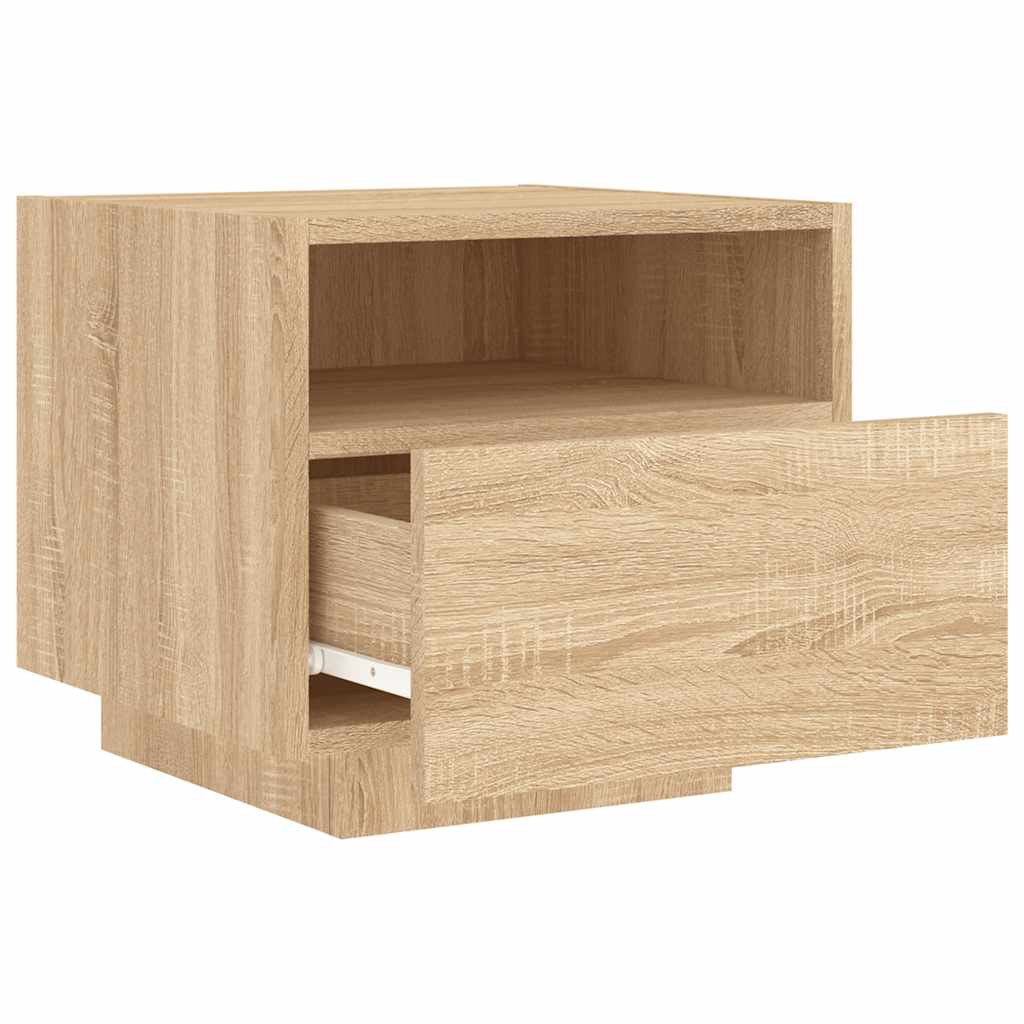 vidaXL Bedside Cabinet with LED Lights Sonoma Oak 40x39x37 cm 6
