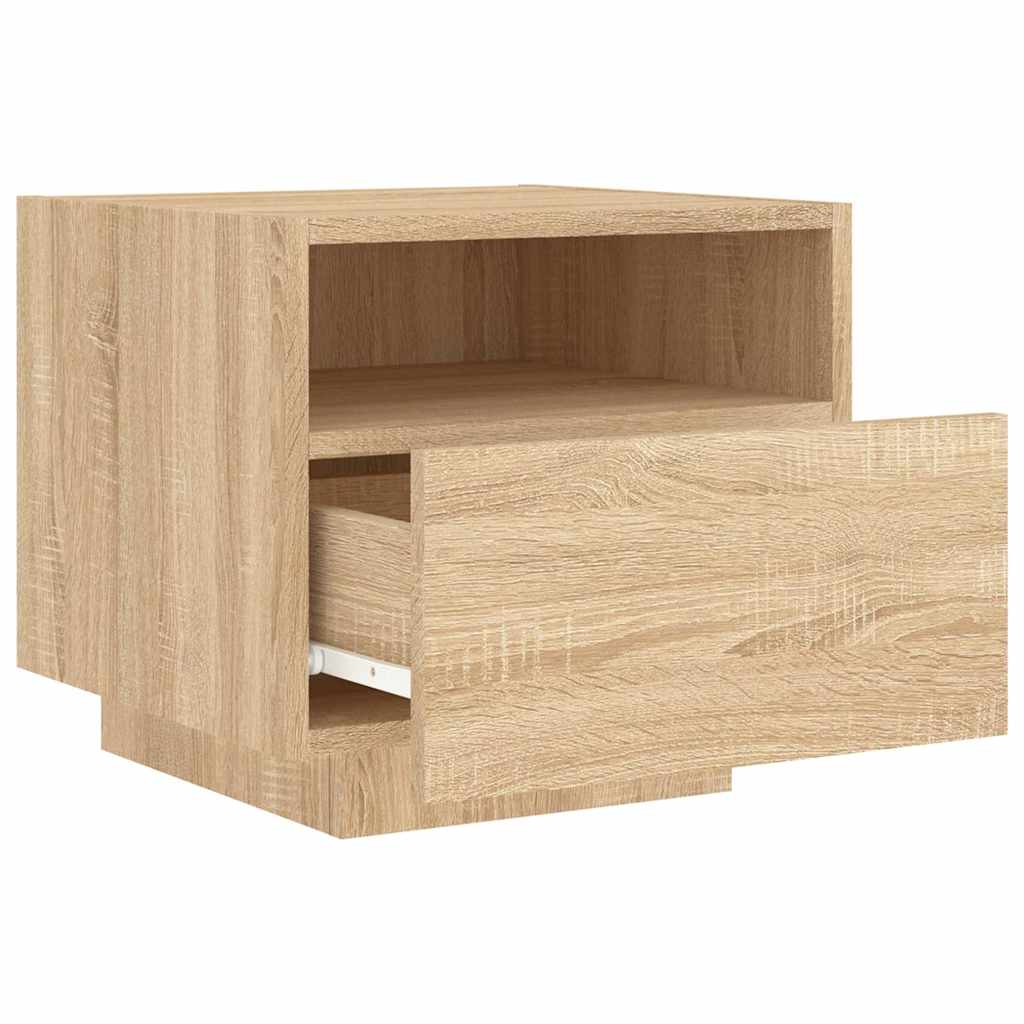 vidaXL Bedside Cabinets with LED Lights 2 pcs Sonoma Oak 40x39x37 cm 6