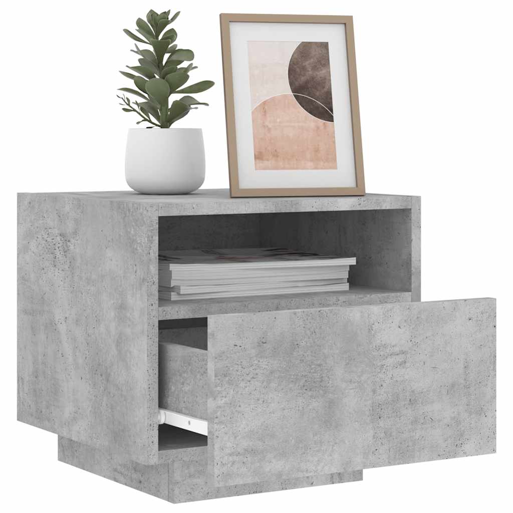 vidaXL Bedside Cabinets with LED Lights 2 pcs Concrete Grey 40x39x37 cm 4