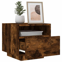 vidaXL Bedside Cabinets with LED Lights 2 pcs Smoked Oak 40x39x37 cm 4