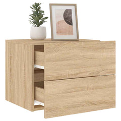 vidaXL Wall-mounted Bedside Cabinets with LED Lights 2 pcs Sonoma Oak 4