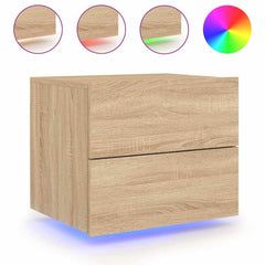 vidaXL Wall-mounted Bedside Cabinets with LED Lights 2 pcs Sonoma Oak 5