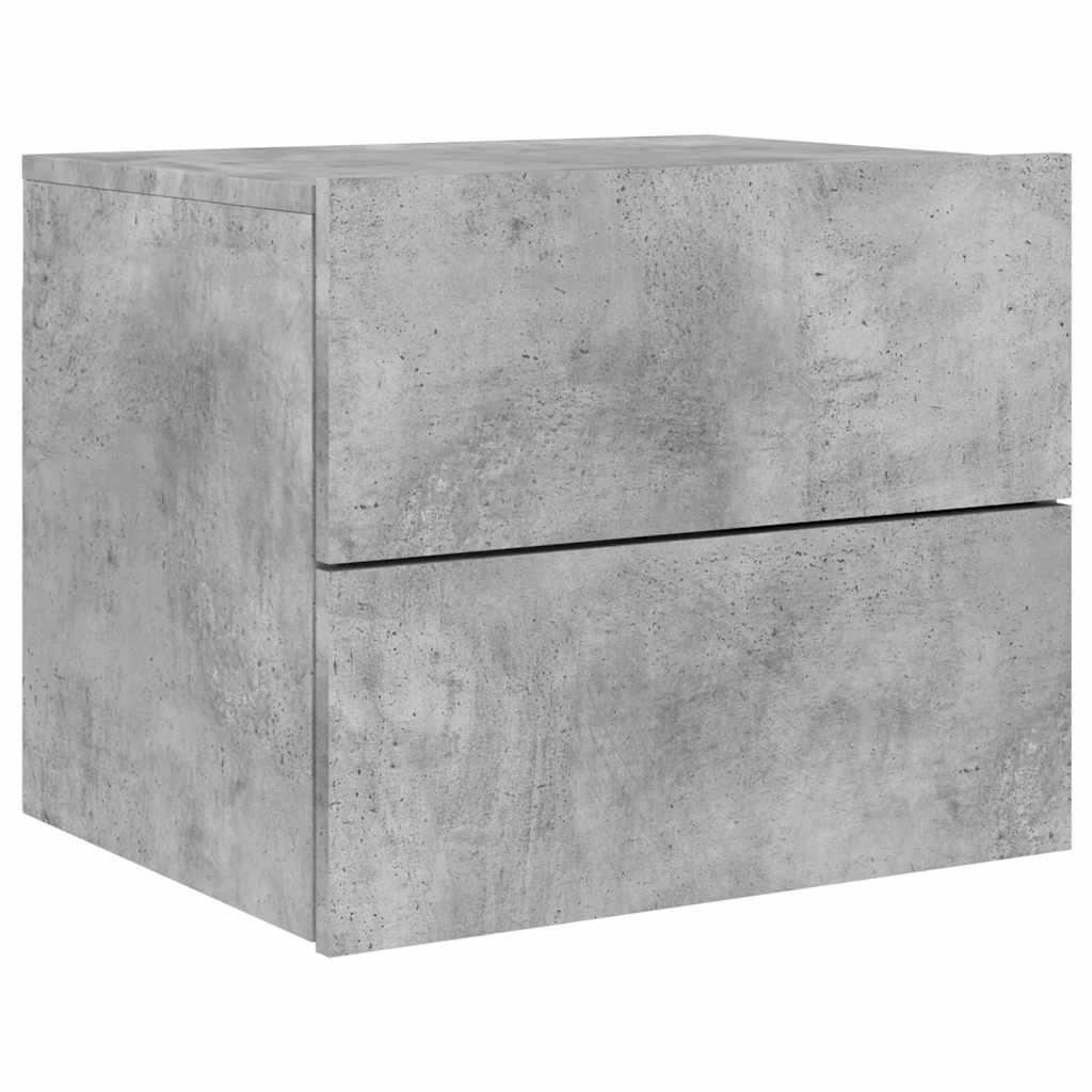 vidaXL Wall-mounted Bedside Cabinets with LED Lights 2 pcs Concrete Grey 6