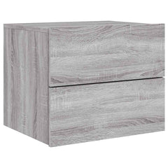 vidaXL Wall-mounted Bedside Cabinets with LED Lights 2 pcs Grey Sonoma 6
