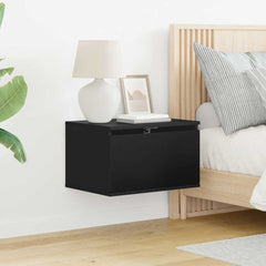 vidaXL Wall-mounted Bedside Cabinet with LED Lights Black 4