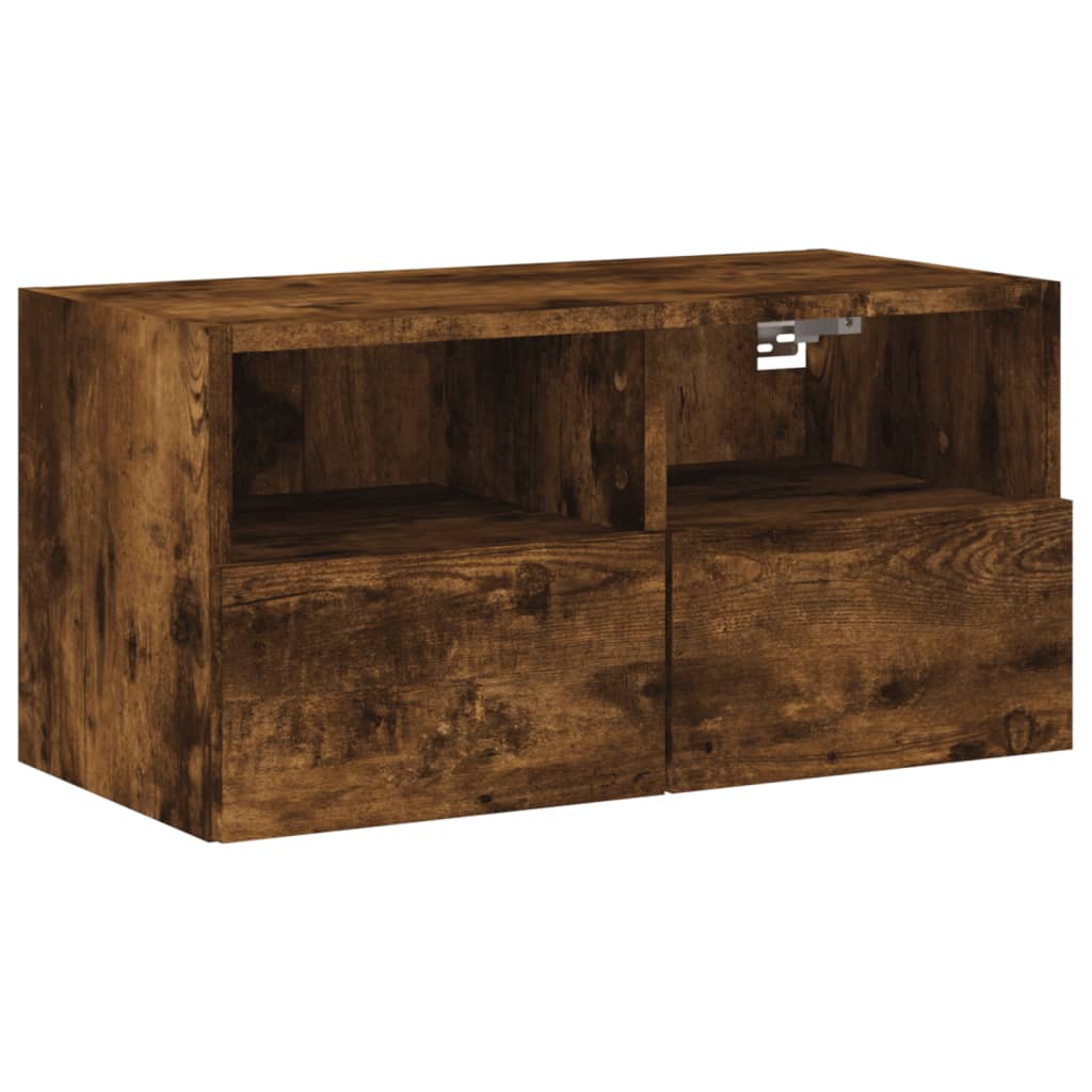 TV Wall Cabinet 60x30x30 cm Engineered Wood 1 Width 60 cm Smoked oak