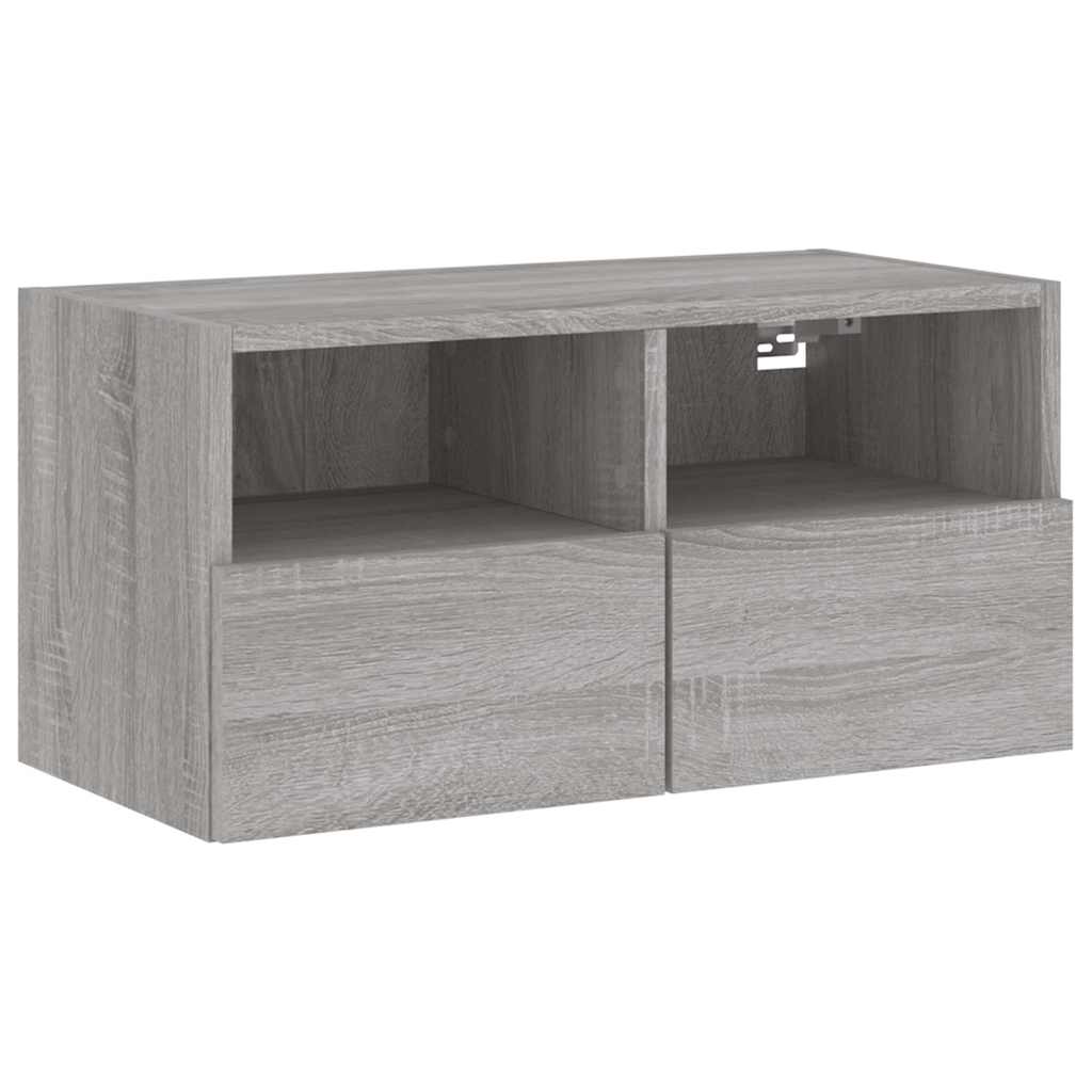 vidaXL TV Wall Cabinet Grey Sonoma 60x30x30 cm Engineered Wood 2