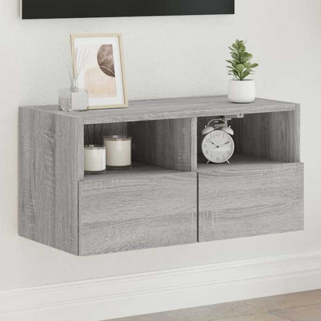 vidaXL TV Wall Cabinet Grey Sonoma 60x30x30 cm Engineered Wood 1