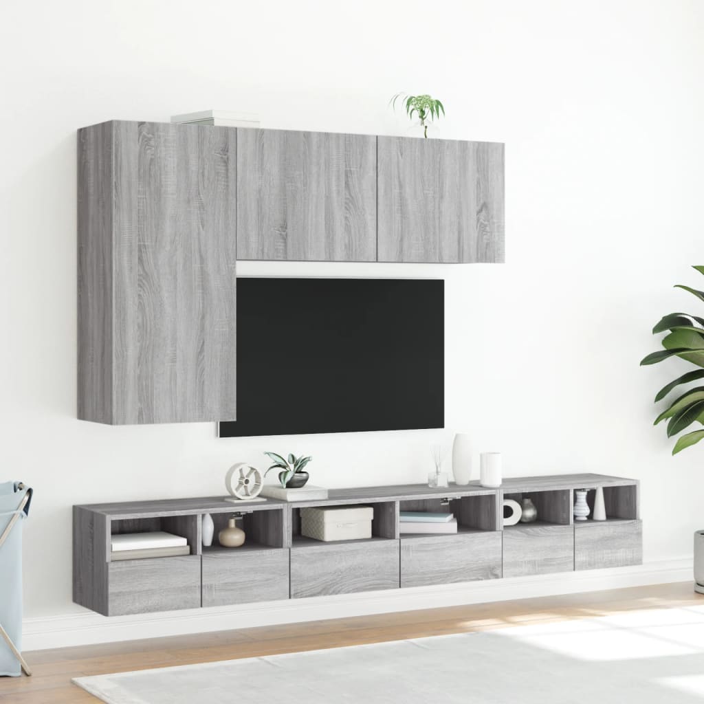 vidaXL TV Wall Cabinets 2 pcs Grey Sonoma 60x30x30 cm Engineered Wood 4