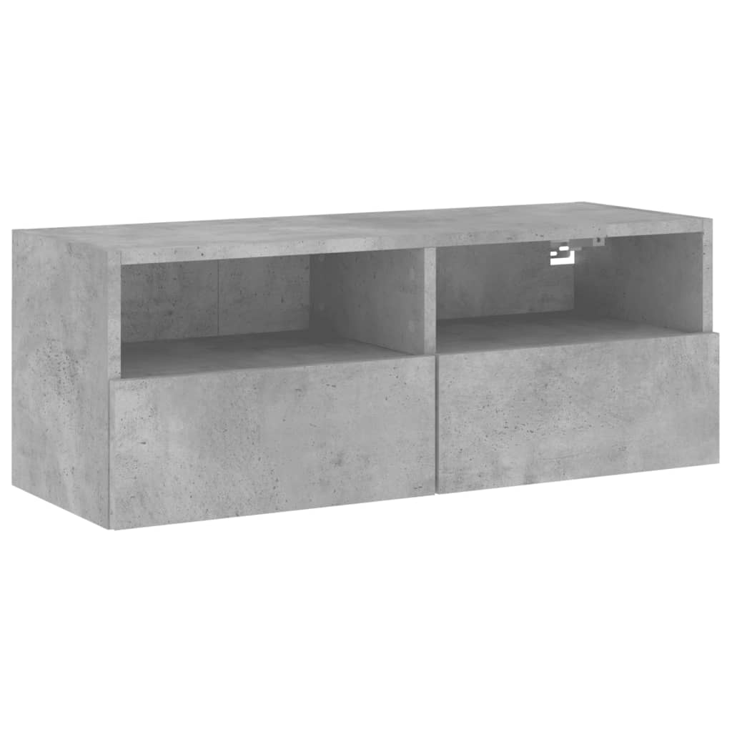 vidaXL TV Wall Cabinet Concrete Grey 80x30x30 cm Engineered Wood 2