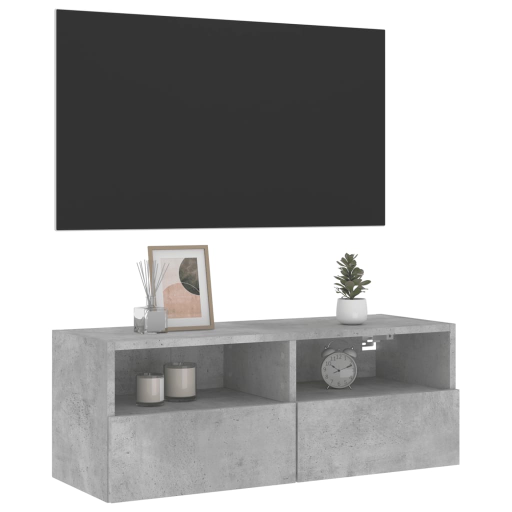vidaXL TV Wall Cabinet Concrete Grey 80x30x30 cm Engineered Wood 5