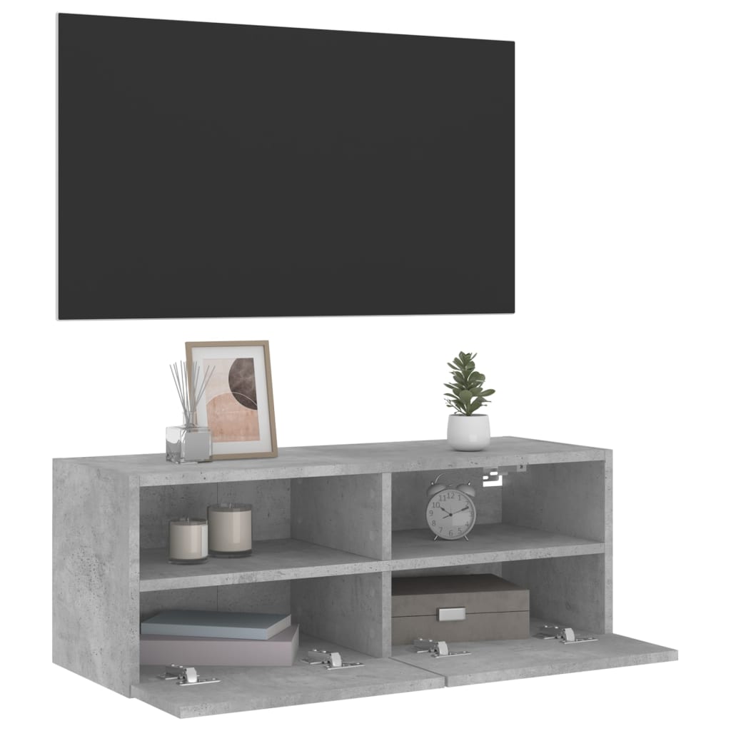vidaXL TV Wall Cabinet Concrete Grey 80x30x30 cm Engineered Wood 6