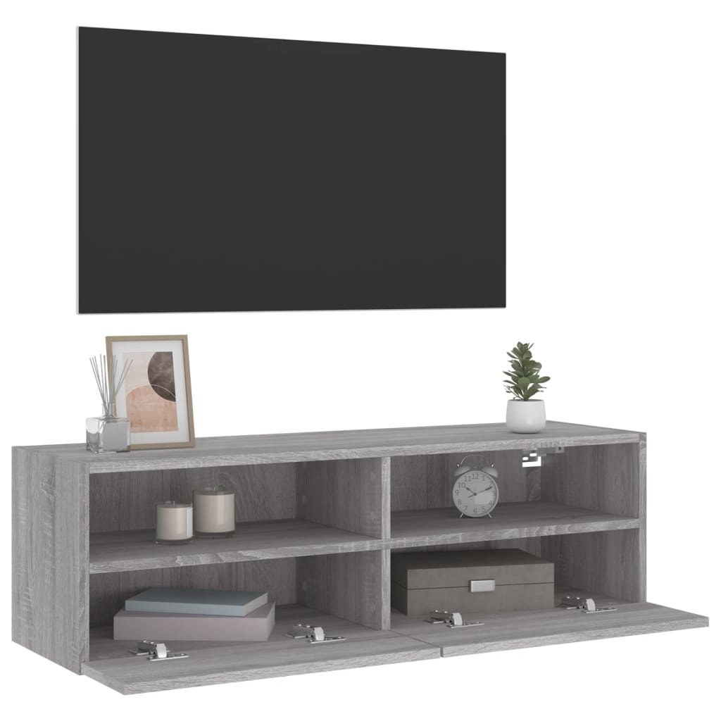 vidaXL TV Wall Cabinet Grey Sonoma 100x30x30 cm Engineered Wood 5