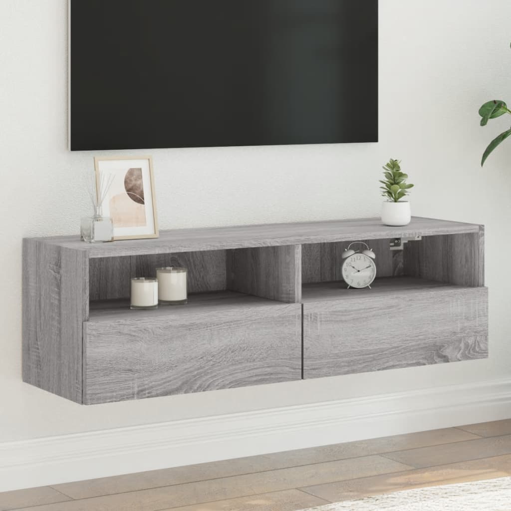 vidaXL TV Wall Cabinet Grey Sonoma 100x30x30 cm Engineered Wood 1