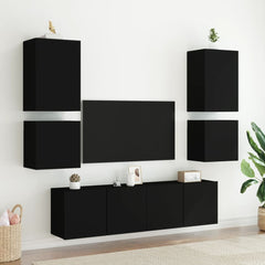 vidaXL TV Wall Cabinets 2 pcs Black 40.5x30x40 cm Engineered Wood 4