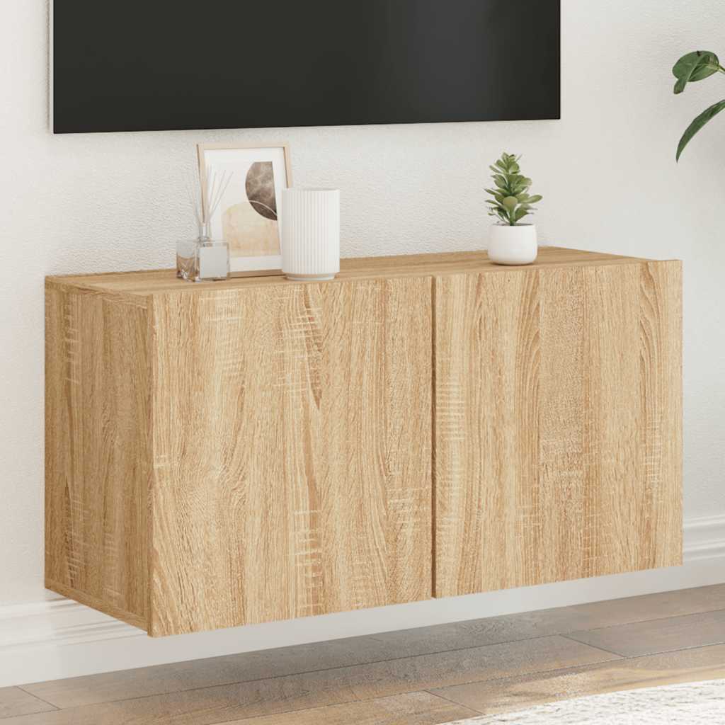 vidaXL TV Cabinet Wall-mounted Sonoma Oak 80x30x41 cm 1