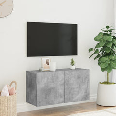 vidaXL TV Cabinet Wall-mounted Concrete Grey 80x30x41 cm 3