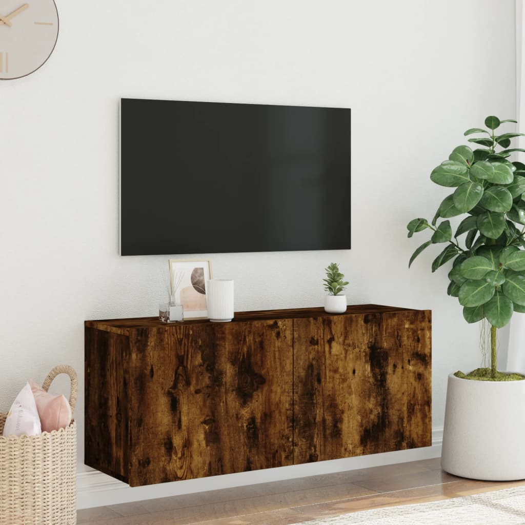 vidaXL TV Cabinet Wall-mounted Smoked Oak 100x30x41 cm 3