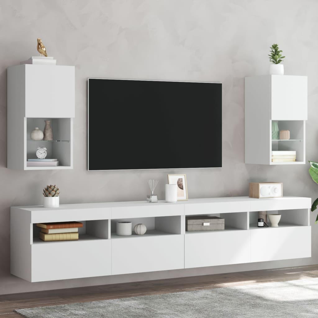 vidaXL TV Cabinet Set with LED Lights 30.5x30x60 cm 2 pcs