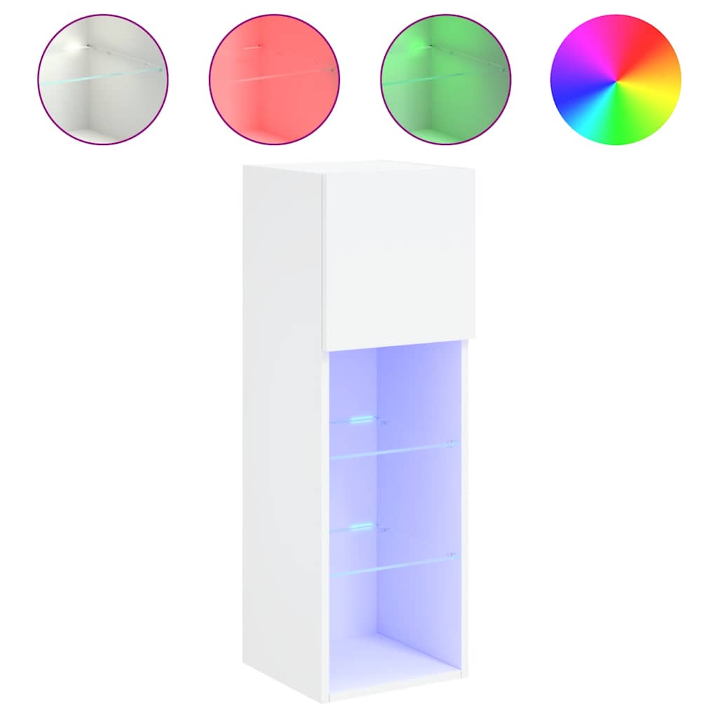 TV Cabinet with LED Lights 30,5x30x90 cm 1 Width 30.5 cm Height 90 cm White