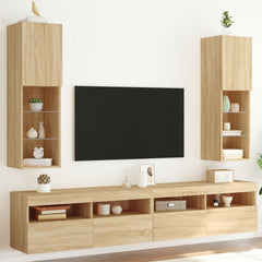 TV Cabinet Set with LED Lights 30.5x30x102 cm 2 pcs Sonoma oak