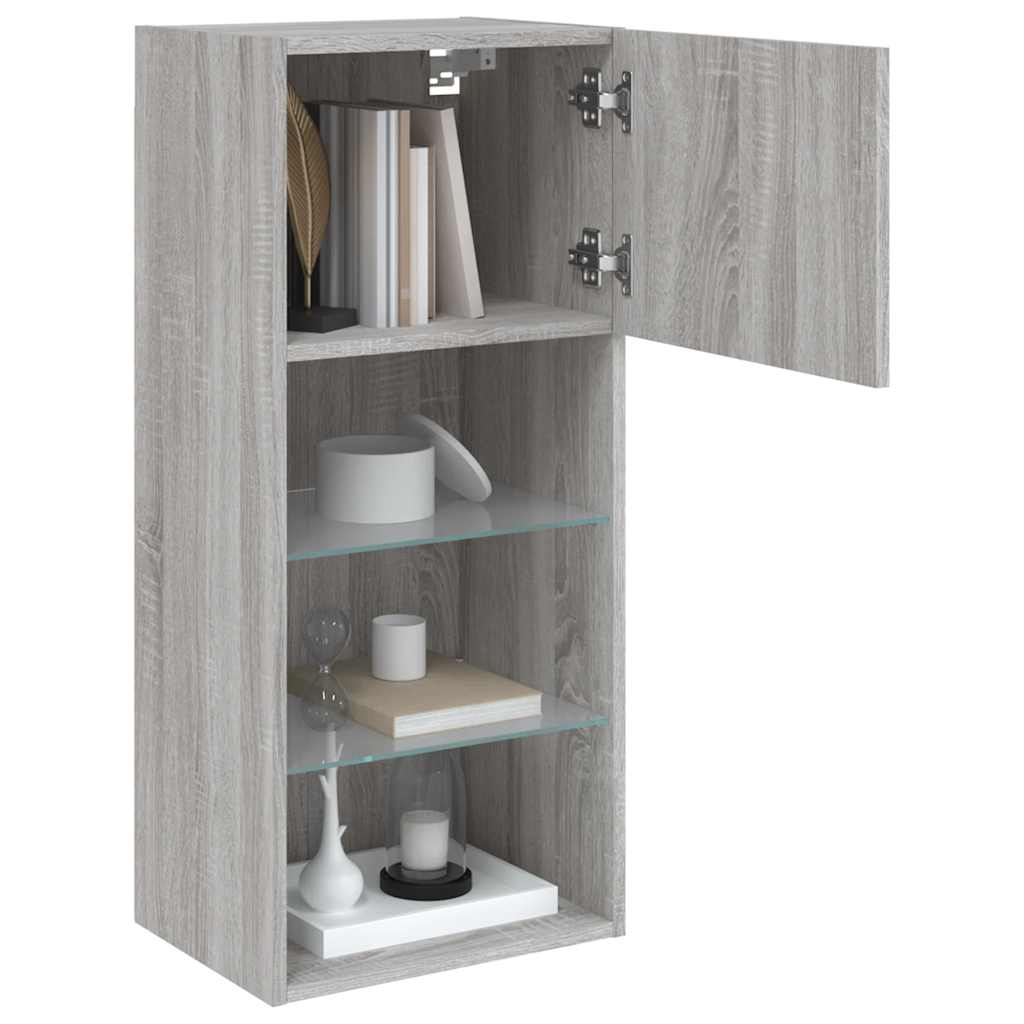 vidaXL TV Cabinet with LED Lights Grey Sonoma 40.5x30x90 cm 6