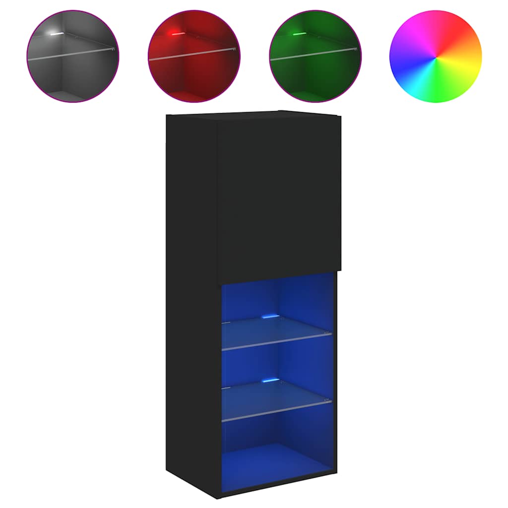 vidaXL TV Cabinet with LED Lights Black 40.5x30x102 cm 2