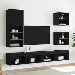 vidaXL TV Cabinet with LED Lights Black 40.5x30x102 cm 3