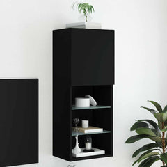 TV Cabinet with LED Lights 40,5x30x102 cm 1 Width 40.5 cm Height 102 cm Black