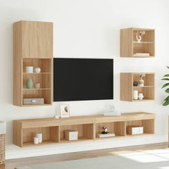 vidaXL TV Cabinet with LED Lights Sonoma Oak 40.5x30x102 cm 3