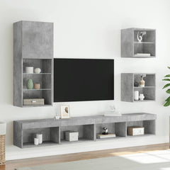 vidaXL TV Cabinet with LED Lights Concrete Grey 40.5x30x102 cm 3
