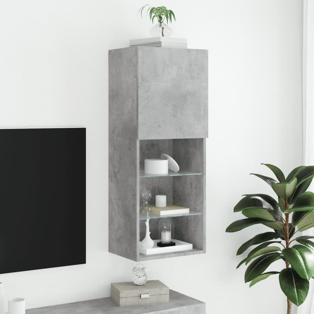 vidaXL TV Cabinet with LED Lights Concrete Grey 40.5x30x102 cm 4
