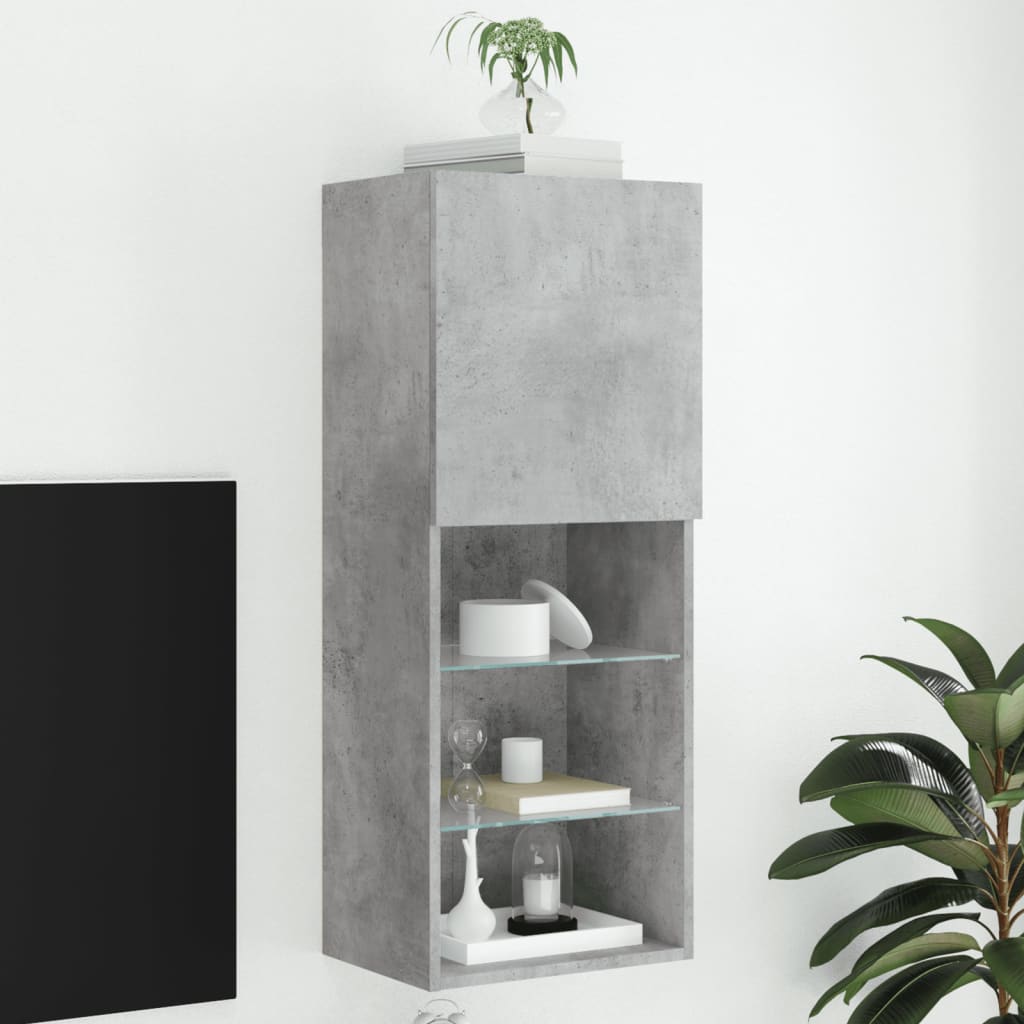 TV Cabinet with LED Lights 40,5x30x102 cm 1 Width 40.5 cm Height 102 cm Concrete grey