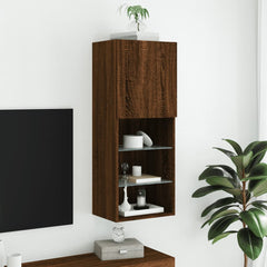 vidaXL TV Cabinet with LED Lights Brown Oak 40.5x30x102 cm 4