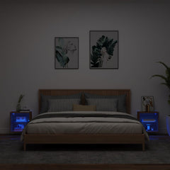 vidaXL Bedside Cabinets with LED Lights Wall-mounted 2 pcs Brown Oak 3