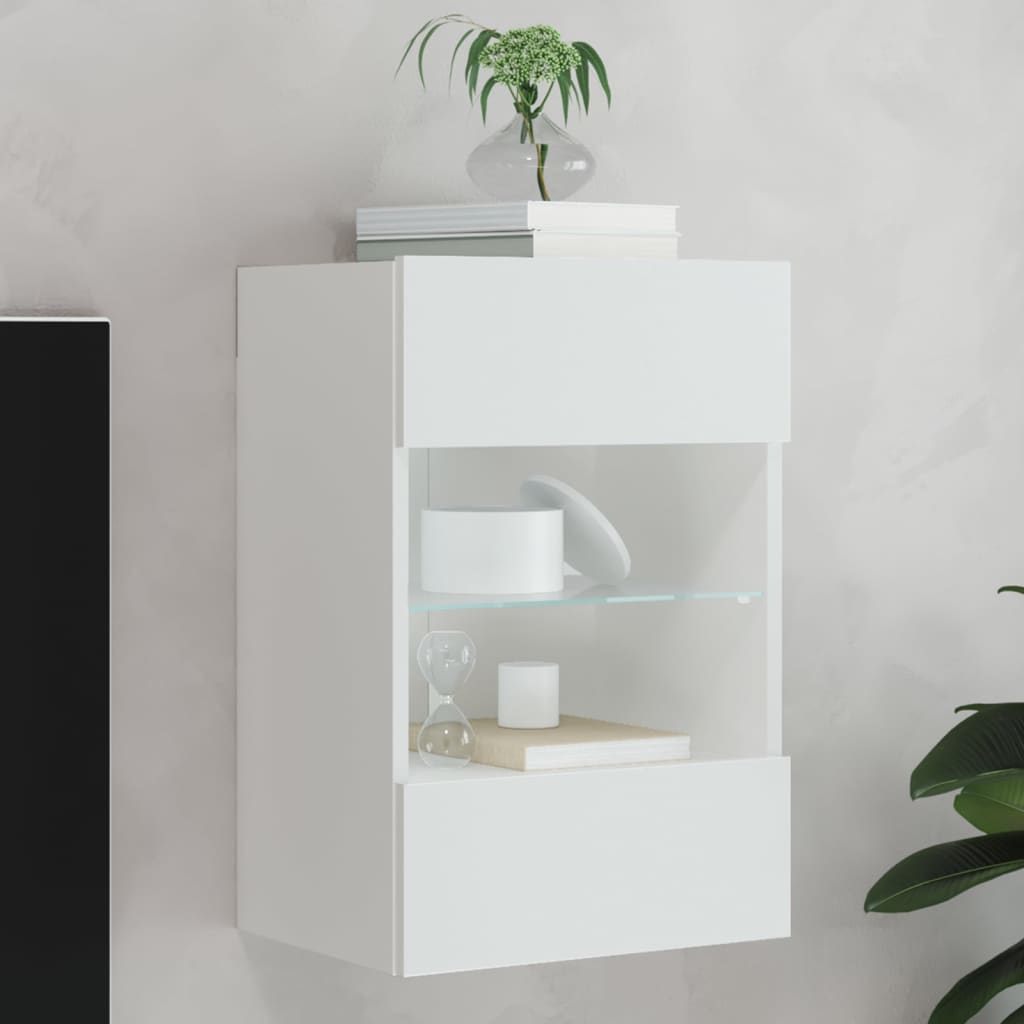 TV Wall Cabinet with LED Lights 40x30x60.5 cm White