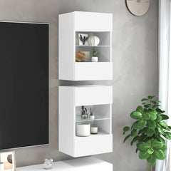 Wall Cabinets with LED for TV 40x30x60.5 cm 2 pcs White