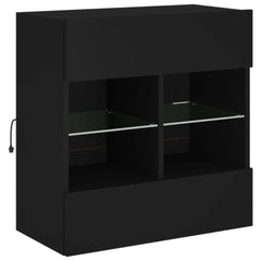vidaXL TV Wall Cabinet with LED Lights Black 58,5x30x60,5 cm 5