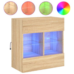 vidaXL TV Wall Cabinet with LED Lights Sonoma Oak 58,5x30x60,5 cm 2